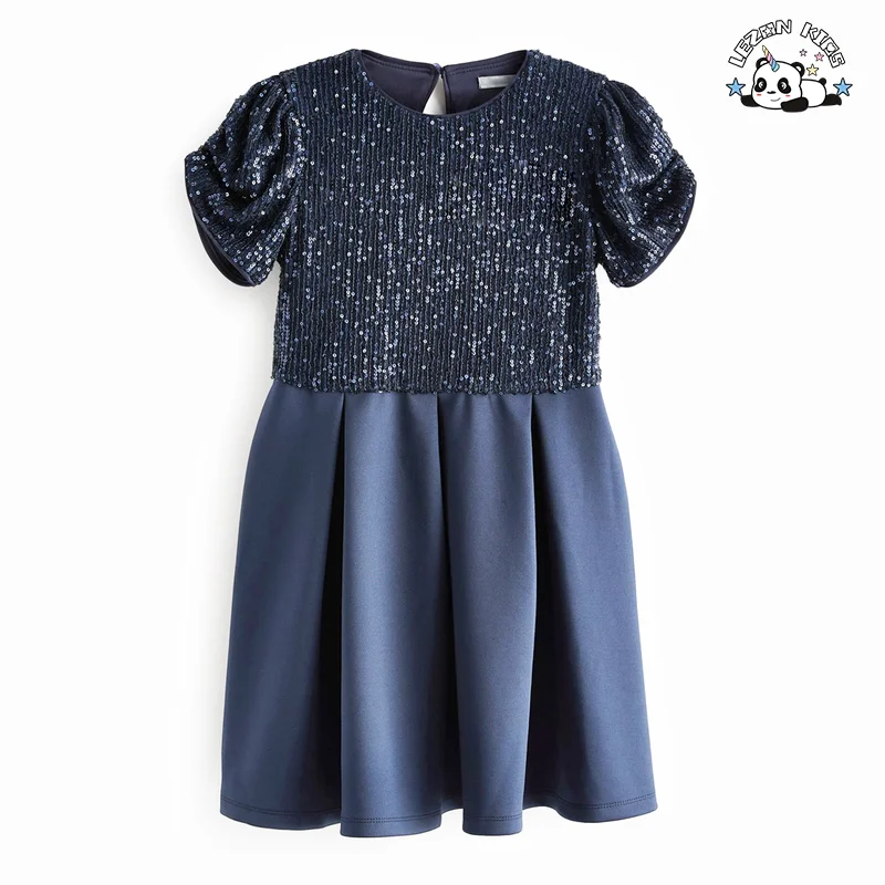 LEZONKIDS - Customizable Hot Sale Sequins Dress Party Sequin Flower Girls Dress for Little Boutique Girl Clothes